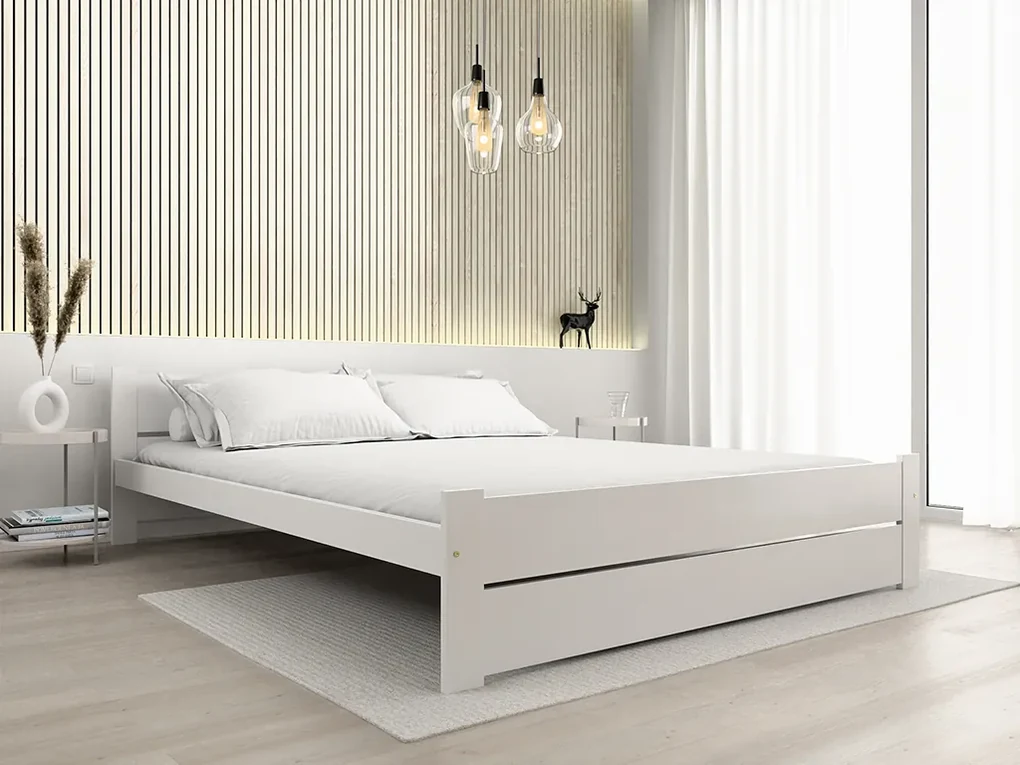Posteľ IKAROS DOUBLE 180 x 200 cm, biela Rošt: S latkovým roštom, Matrac: Matrac Somnia 18 cm