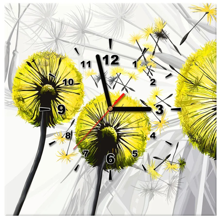 Gario Obraz s hodinami Krásne žlté púpavy Rozmery: 100 x 40 cm