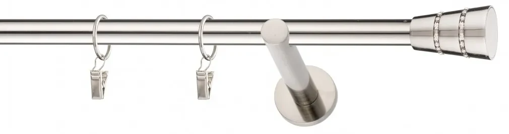 Dekorstudio Niklová jednoradová garniža BOGOTA 19mm Dĺžka: 160cm, Typ uchytenia: Držiak modern, Typ príslušenstva: Krúžky tiché so štipcami