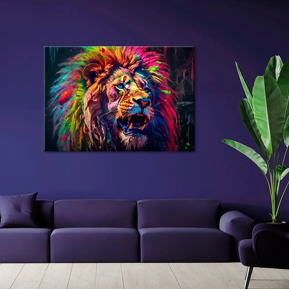 Gario Obraz na plátne Lev vo farbe Rozmery: 90 x 60 cm