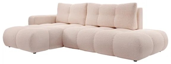 Rozkladacia rohová čalúnená sedacia súprava ALMADA v tvare L s úložným priestorom, ľavé prevedenie, ružová