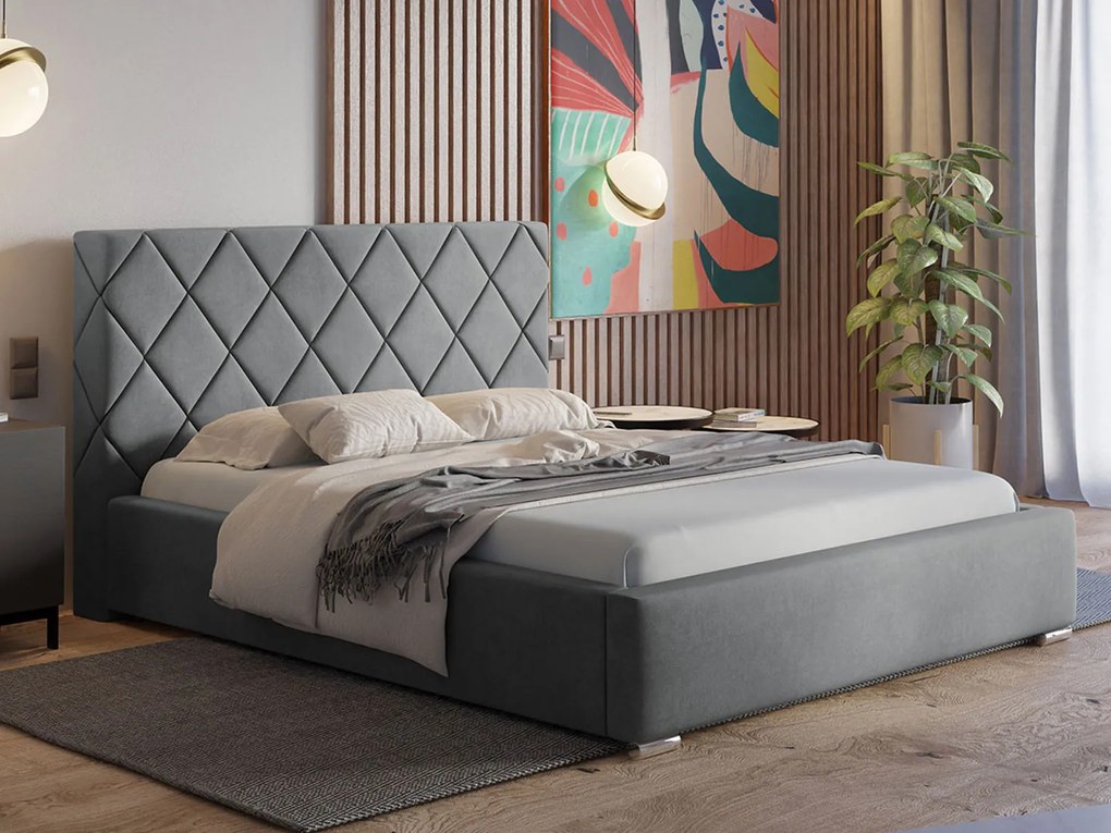 PROXIMA.store - Dizajnová čalúnená posteľ TORI ROZMER: 160 x 200 cm, FARBA NÔH: dub