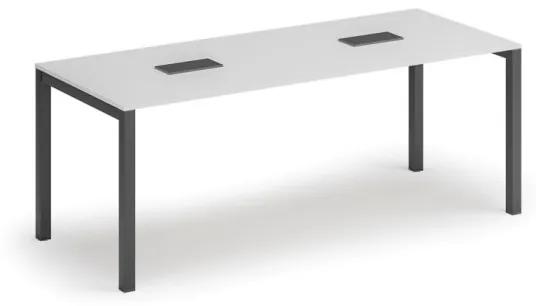 Stôl SQUARE 2000 x 800 x 750, biela + 2x stolná zásuvka TYP II, čierna