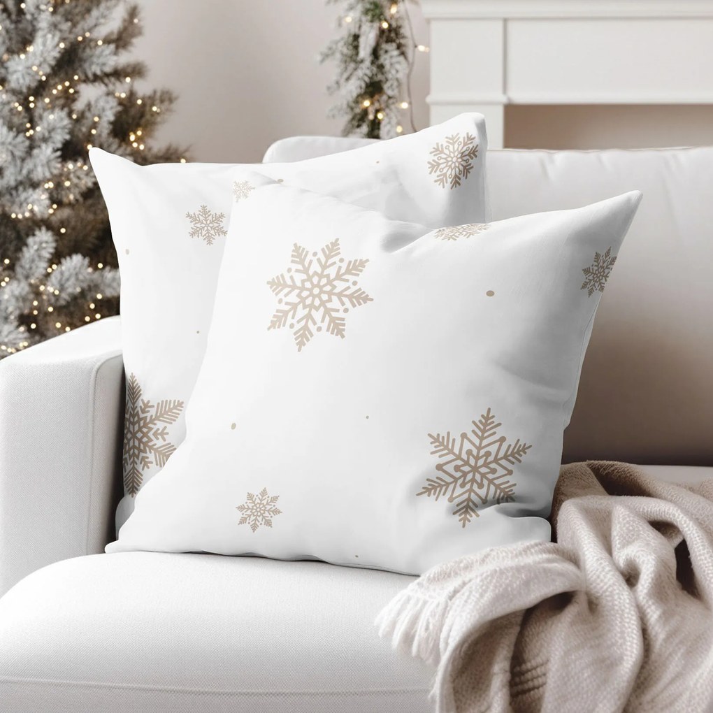 Goldea bavlnená obliečka na vankúš - snehové vločky na bielej 50 x 50 cm