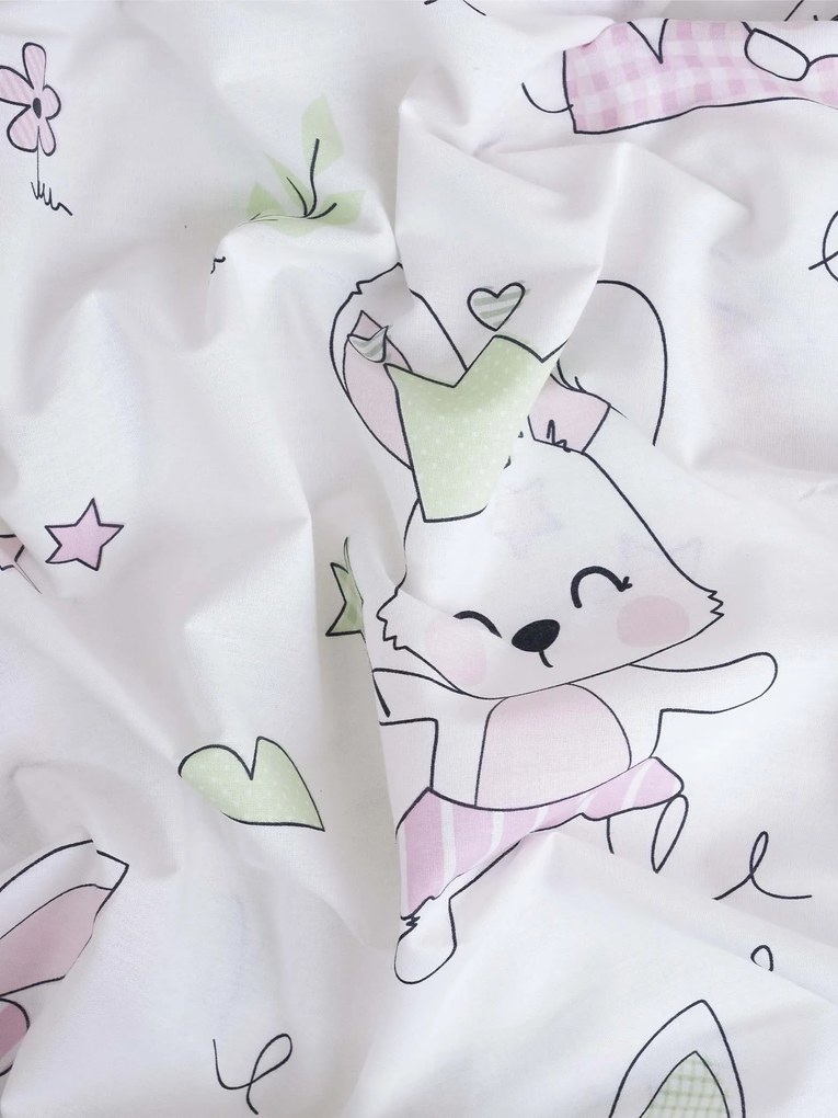 Bavlnená obliečka na vankúš Renforcé 50 × 70 cm - Zajačikovia ružové