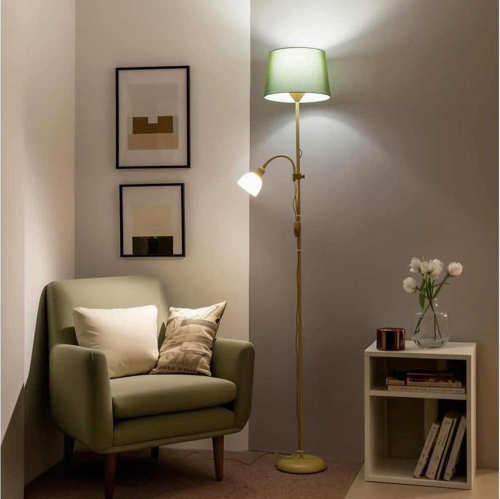 Brilagi - Stojacia lampa CERIA 1xE27/100W/230V + 1xE14/25W zlatá/zelená