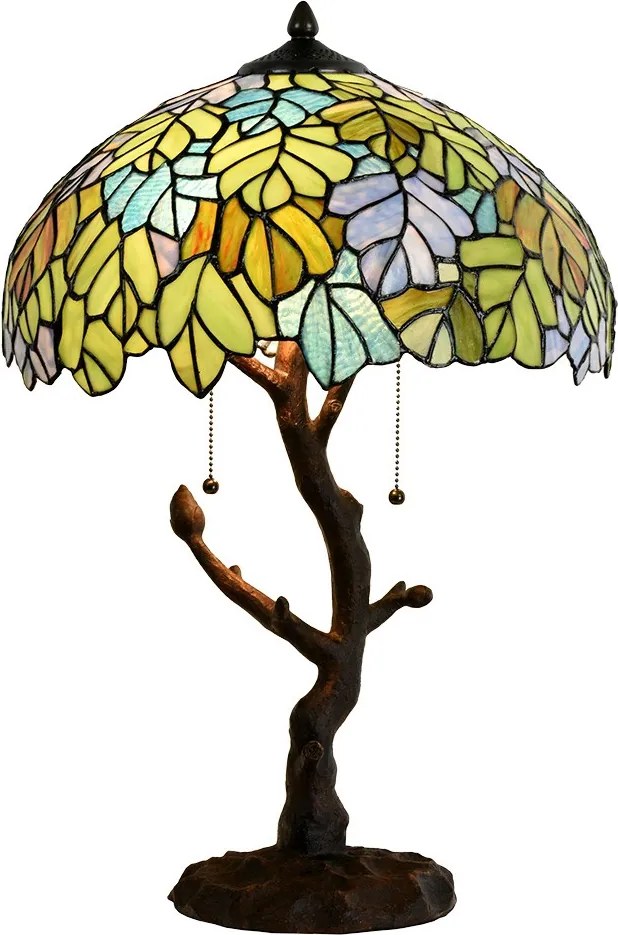Zelená stolná lampa Tiffany Giallo - Ø 40*60 cm / E27/max 2*60W
