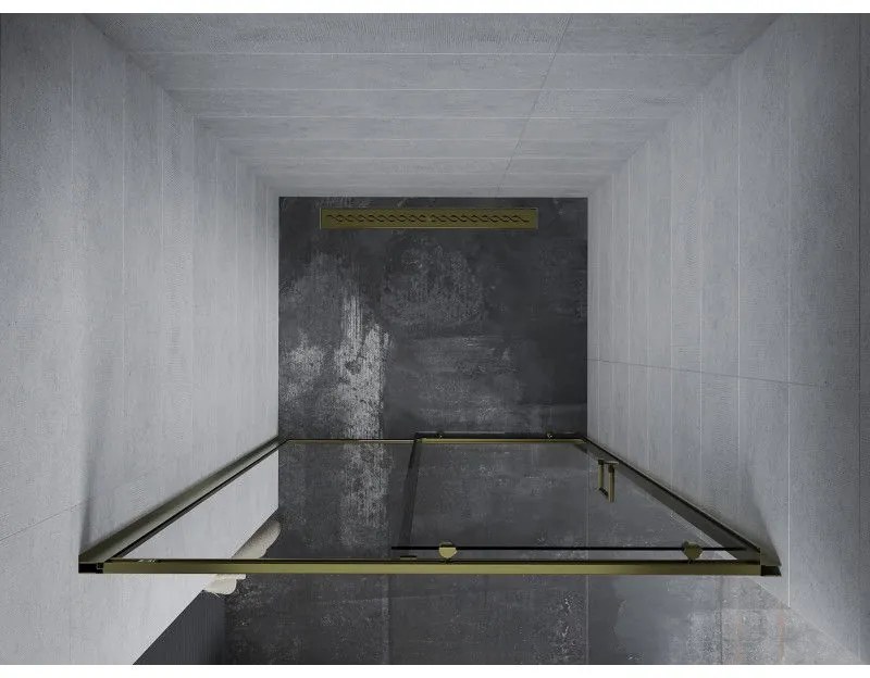 Mexen Apia, posuvné dvere do otvoru 115 x 190 cm, 6mm číre sklo, zlatý profil, 845-115-000-50-00