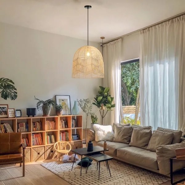 Immax 08263L - Luster na lanku PELO 1xE27/40W/230V pr. 50 cm ratan