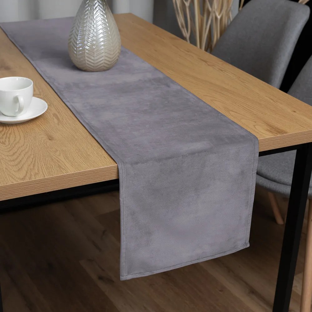 Biante Zamatový behúň na stôl Velvet Prémium SVP-013 Sivý 35x180 cm