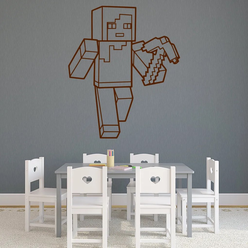 Veselá Stena Samolepka Minecraft krompáč Farba: fialová, Veľkosť: 80 x 67 cm