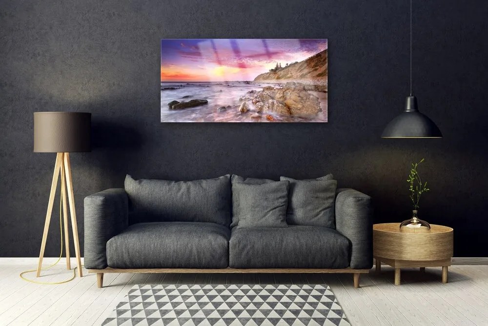 Obraz na skle More kamene krajina 140x70 cm