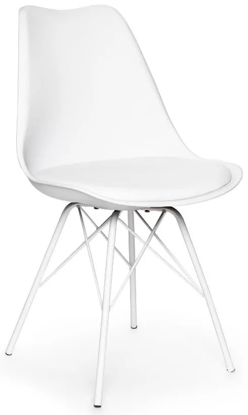 Súprava 2 bielych stoličiek s bielym kovovým podstavcom Bonami Essentials Eco