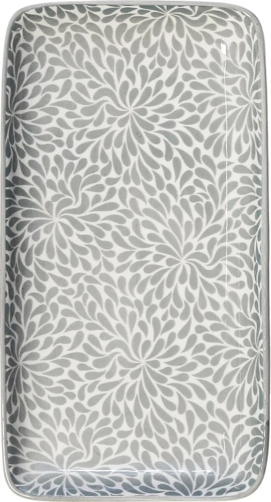 Sivá porcelánová tácka s ornamentami Arés Grey - 20*11*2cm