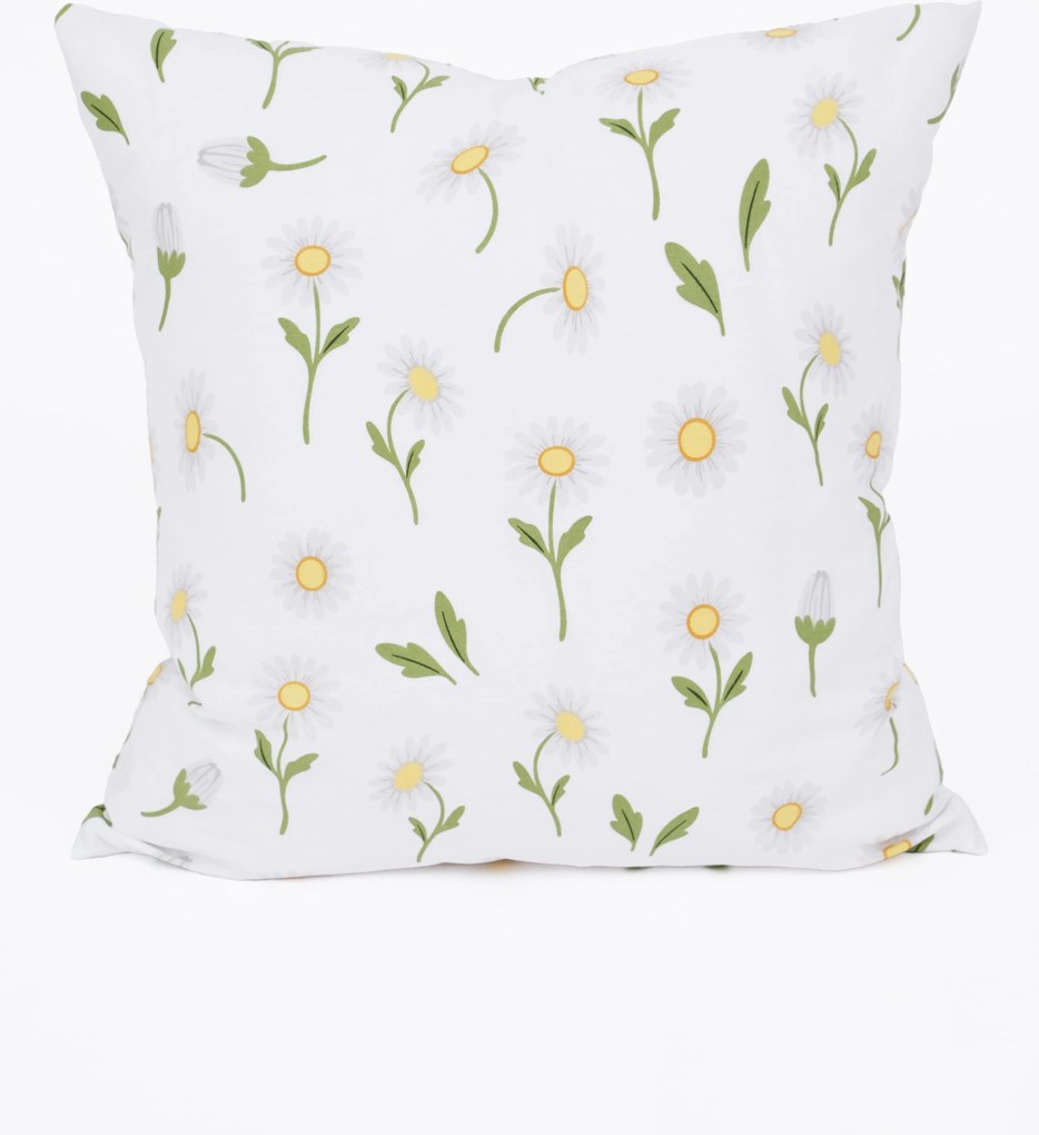 Bavlnená obliečka na vankúš Renforcé 40 × 40 cm - Sedmokrásky biele