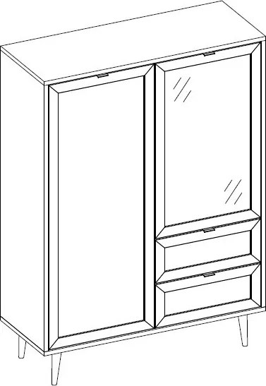 Vysoká skrinka s presklením Bali, dub sonoma/výplet