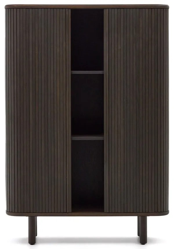 Tmavohnedá skrinka v dekore jaseňa s posuvnými dverami 110x140 cm Mailen – Kave Home