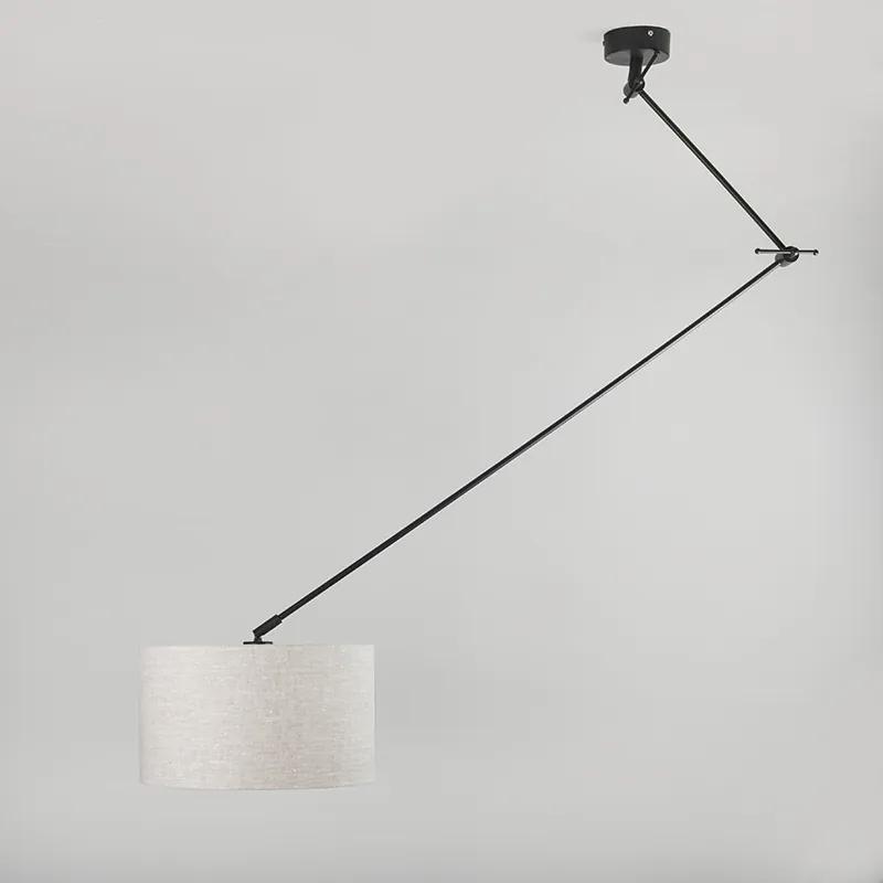 Závesná lampa čierna s tienidlom 35 cm svetlošedá nastaviteľná - Blitz I.