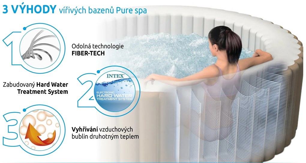 Intex | Vírivý bazén Pure Spa - Jet & Bubble Deluxe HWS 4 + výhodný set príslušenstva | 19900142