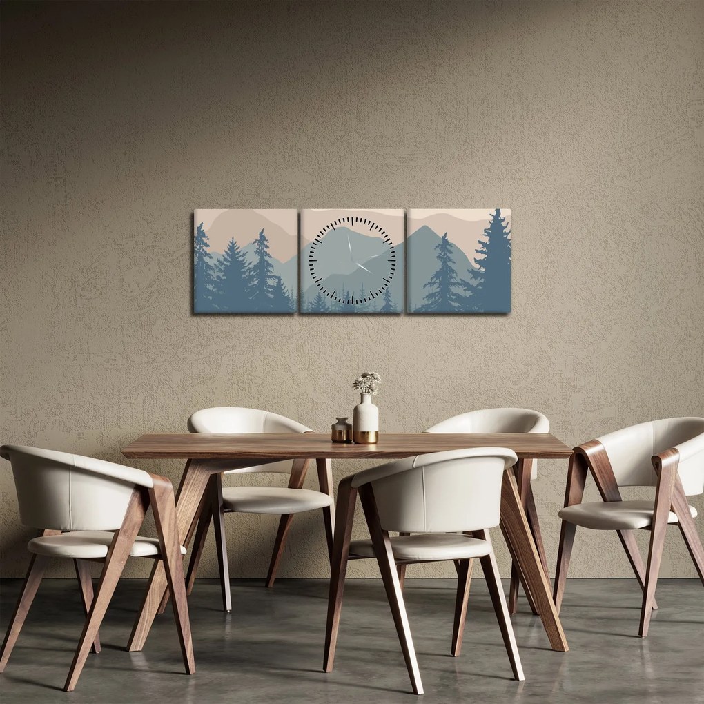 Obraz - Tyrkysové hory N⁰2 (s hodinami) (90x30 cm)
