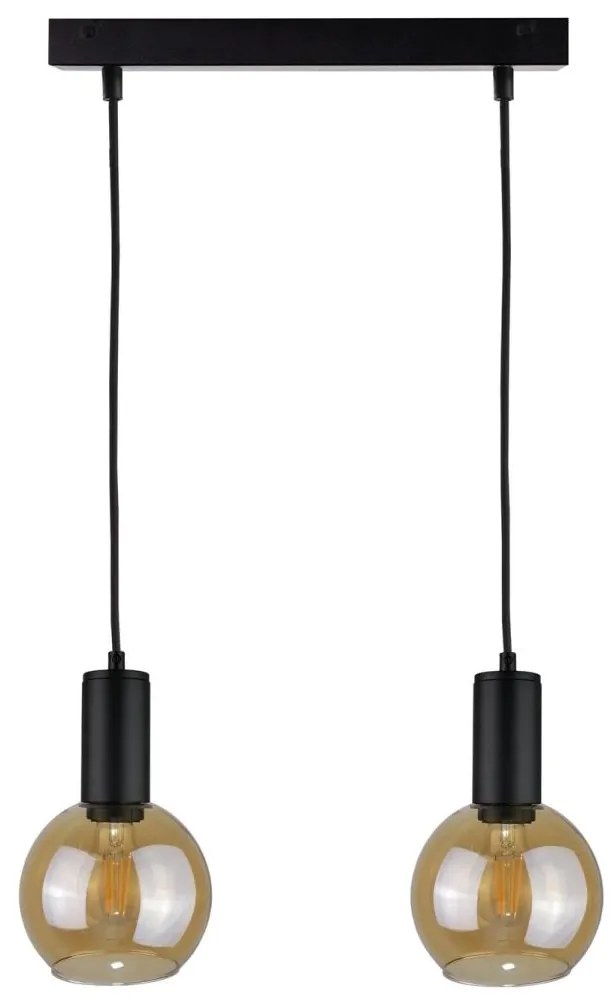 Luster na lanku JANTAR BLACK 2xE27/60W/230V