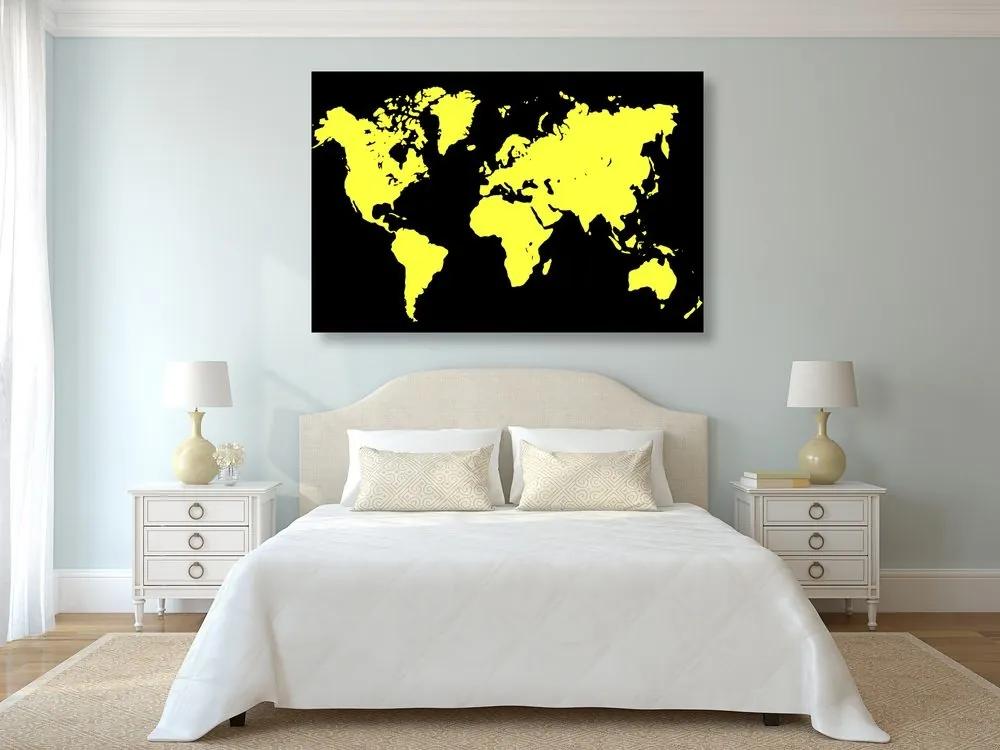 Obraz žltá mapa na čiernom pozadí - 120x80