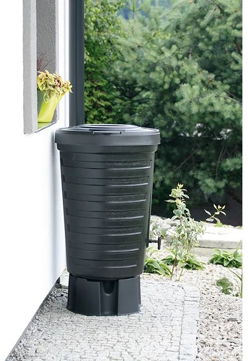 Sud na dažďovú vodu, priemer 64,8 cm, 210 l, čierna
