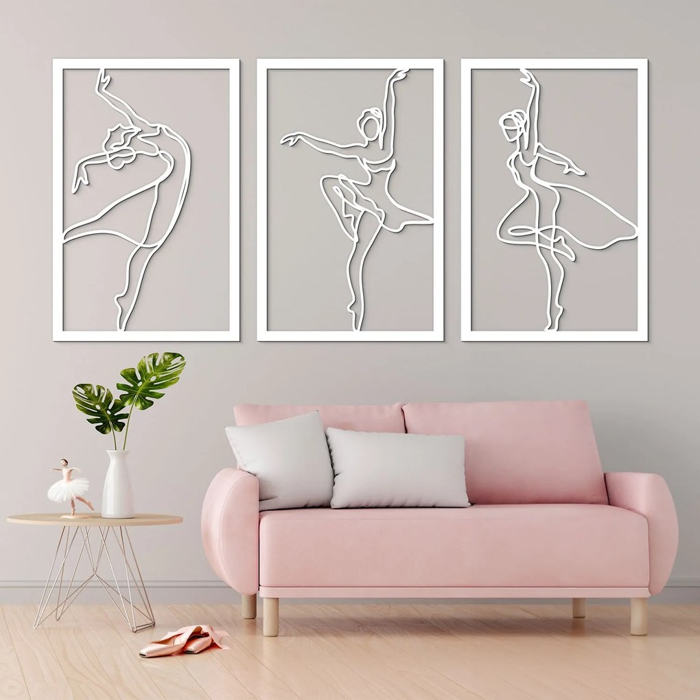 DUBLEZ | 3 dielny drevený obraz - Baletky