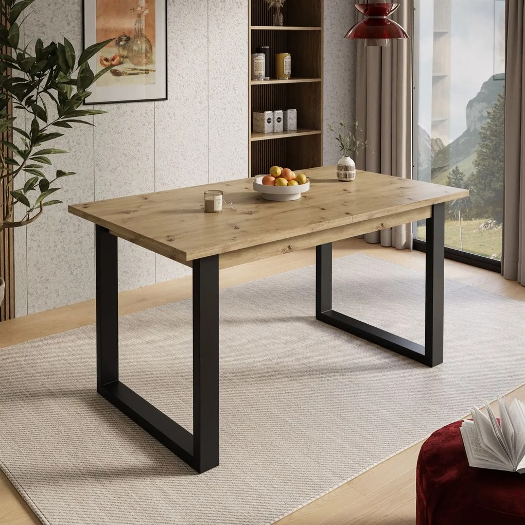 JEDÁLENSKÝ ROZKLADACÍ STÔL PLUTO DUB ARTISAN + ČIERNY 150 - 198 cm