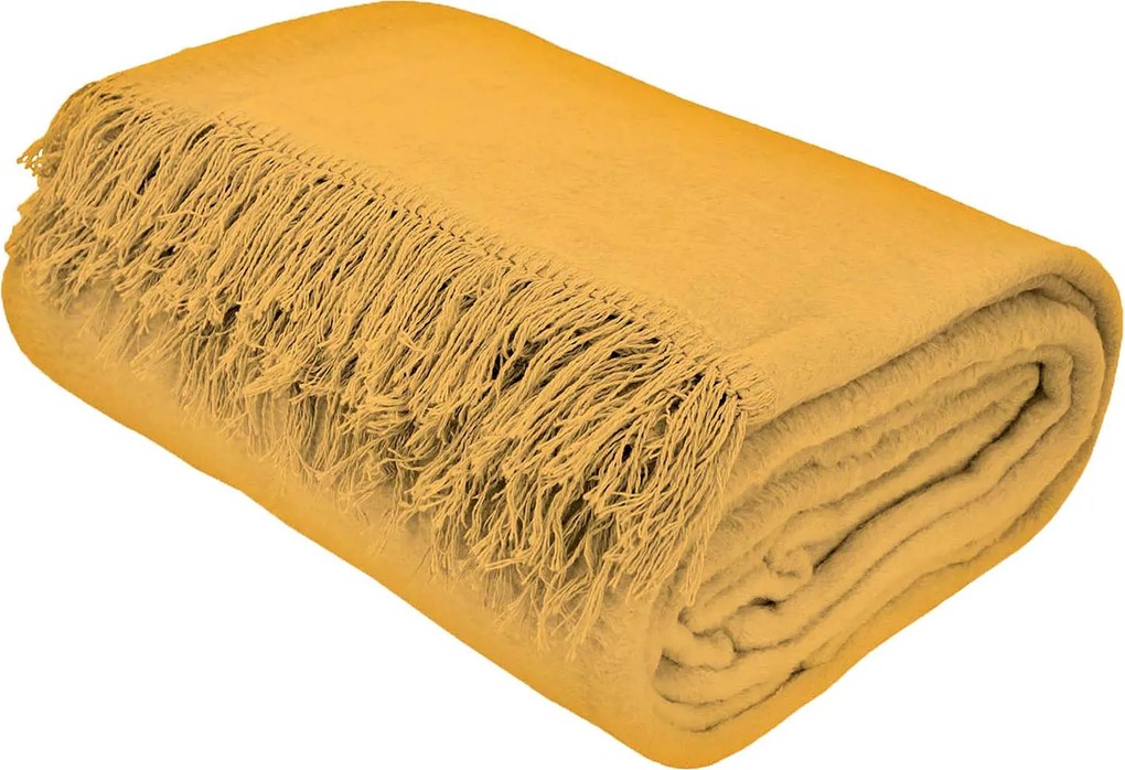 BAVLNENÁ DEKA BAT 150X200 CM HORČICOVÁ