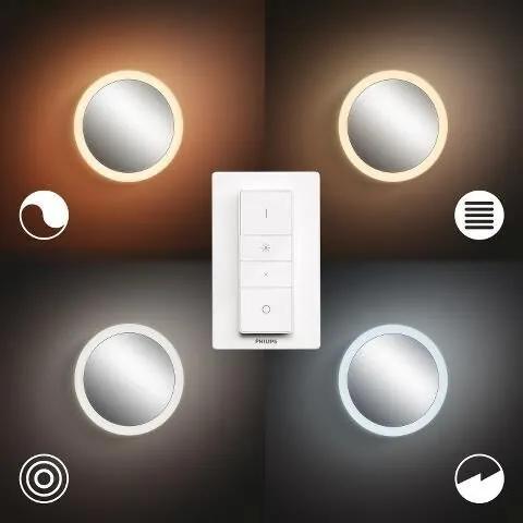 PHILIPS HUE Kúpeľňové osvetlené LED so zrkadlom HUE ADORE a vypínačom, 22W, teplá biela-studená biela, biele, IP
