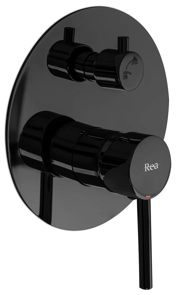 Rea Lungo, podomietkový sprchový set s dažďovou hlavovou a ručnou sprchou, čierna lesklá, REA-P4420