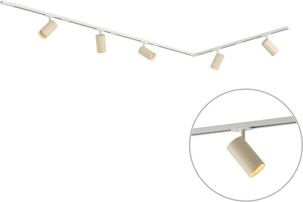 Moderný koľajnicový systém s 5 bodovými svetlami biely s béžovou 1-fázový GU10 70mm - Iconic Jeana Luxe