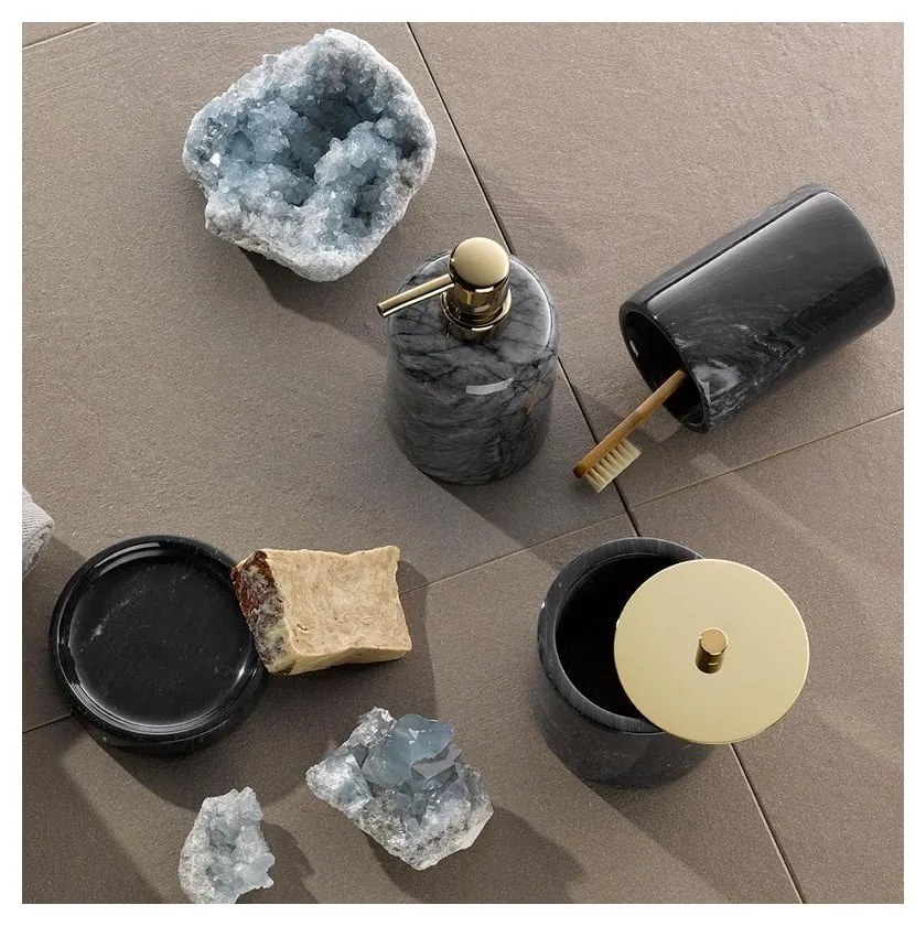 Čierny mramorový téglik na zubné kefky Kela Liron