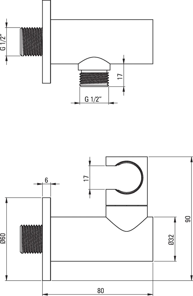 Deante Cascada, okrúhle uhlové pripojenie s nastaviteľným uhlom sklonu, chrómová, NAC_057K