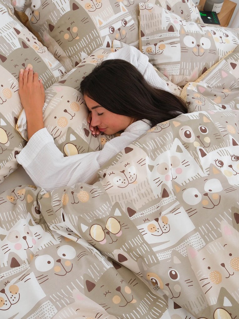 Bavlnené obliečky Renforcé do postieľky - Mačacia invázia