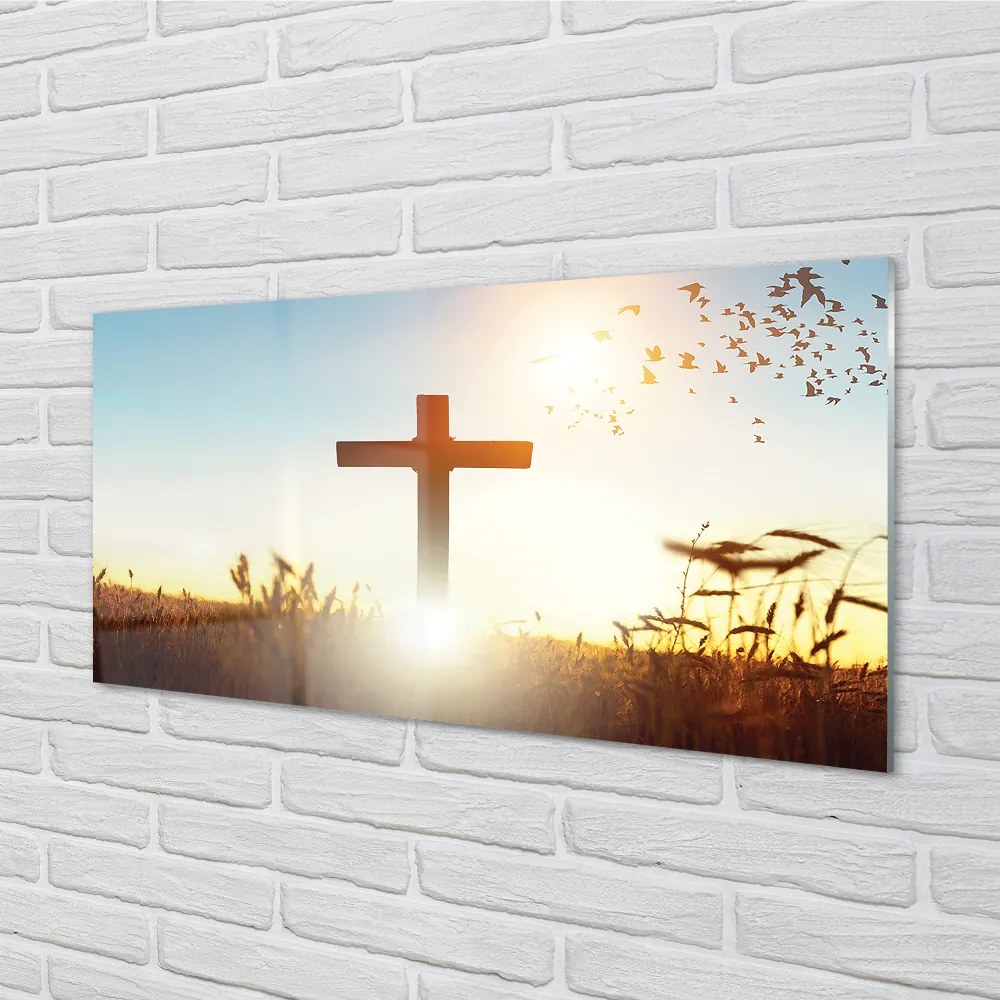 Nástenný panel  Kríž pole Slnka 125x50 cm