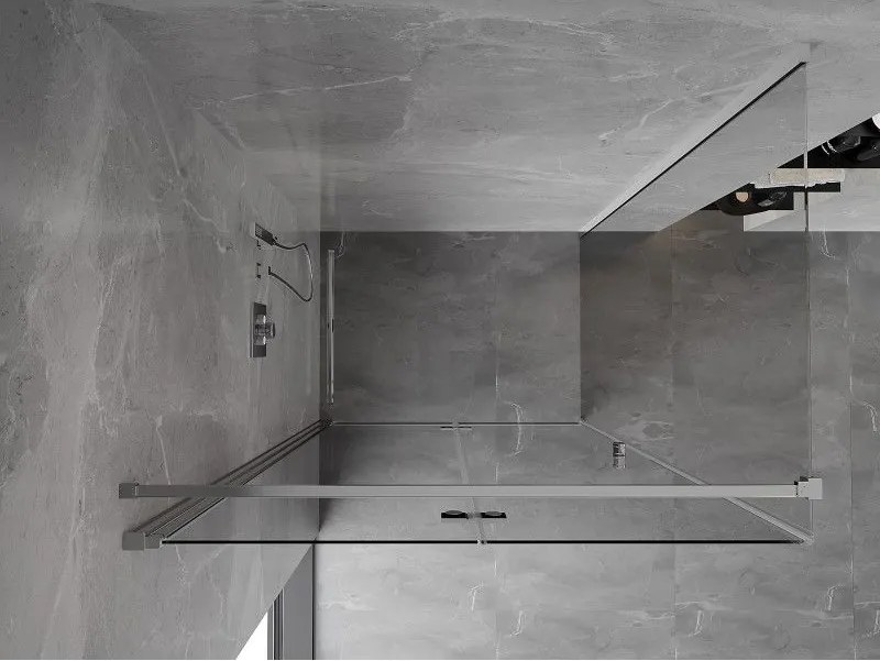 Mexen Mist-F T, 1-krídlový skladací sprchový kút ľavý 110 x 75 cm, číre sklo, chrómový profil, 8A6T-110-075-01-00-L