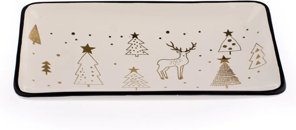 Keramický servírovací tác Vianoce, 20 x 12 cm