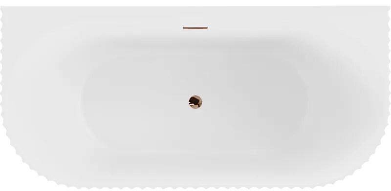 Mexen Sella, voľne stojaca vaňa ku stene, drážkovaná, 150 x 75 cm, biela matná, ružové zlato, 52711507501-60