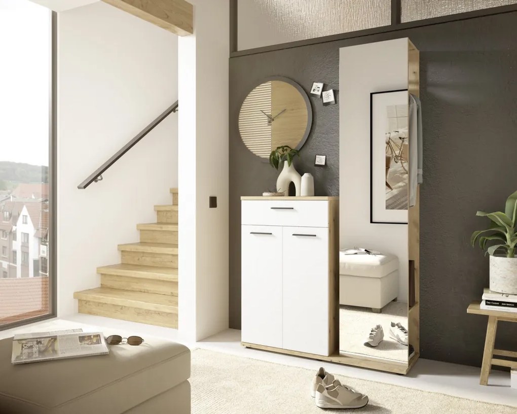 Predsieňová stena Malaga, dub evoke/biela