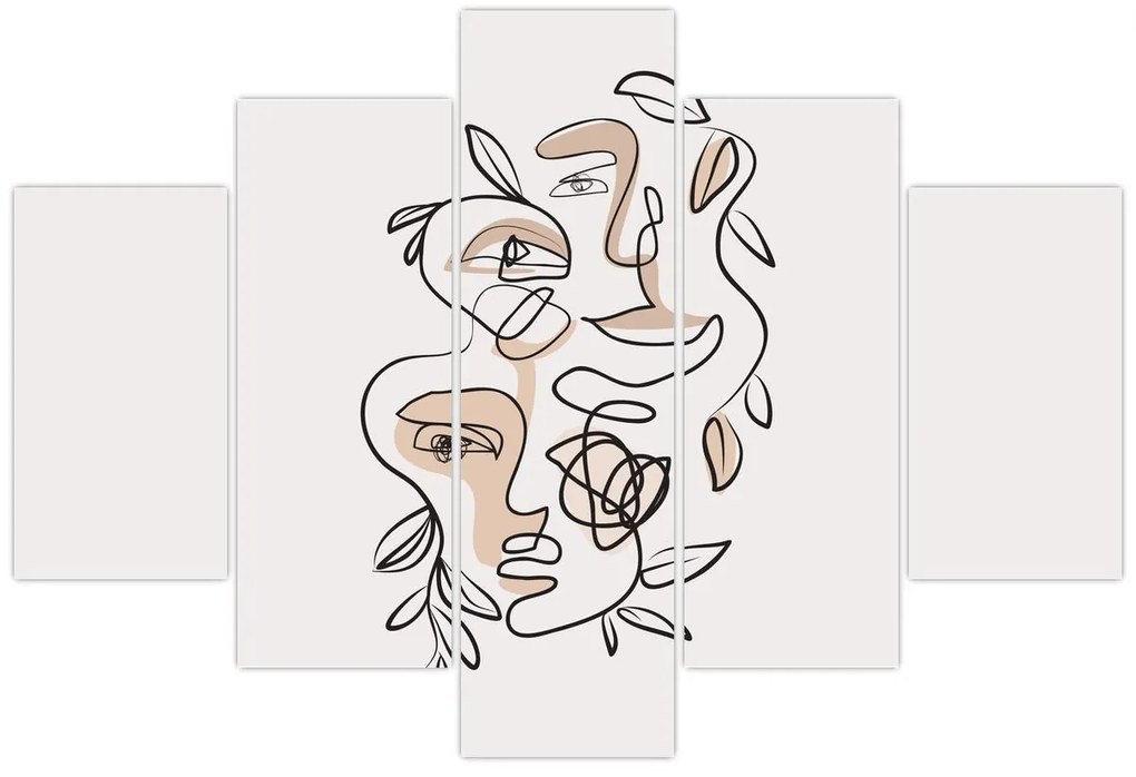 Obraz - Line art tváre (150x105 cm)