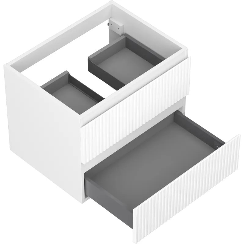 Mexen Rivel, kúpeľňová skrinka 60 cm, 2 zásuvky, drážkovaná, biela matná, 91A20-06047-2-BFF01