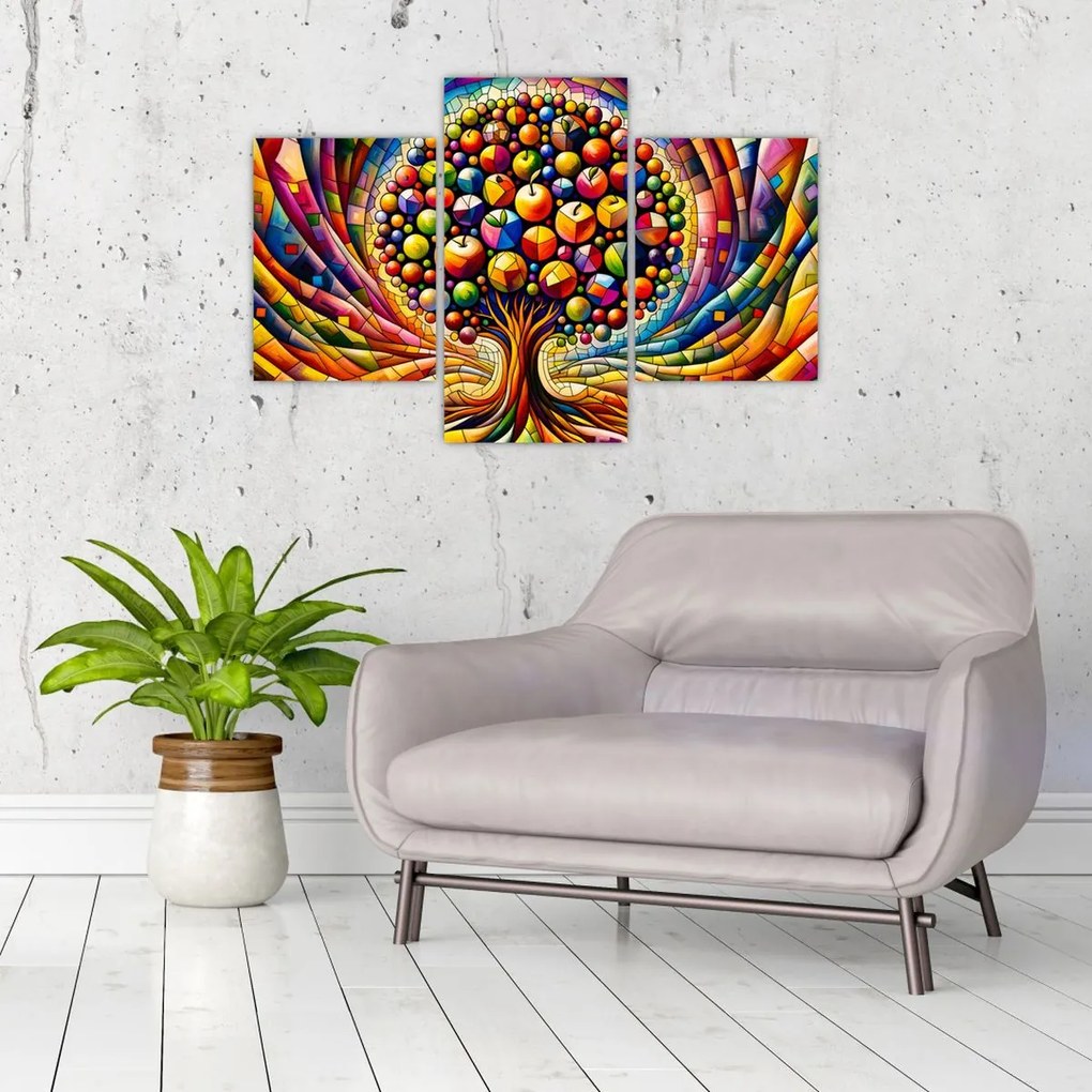 Obraz – Farebný strom s jablkami (90x60 cm)
