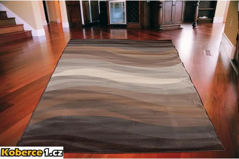 Kusový koberec PP Vlnky hnedý, Velikosti 120x170cm