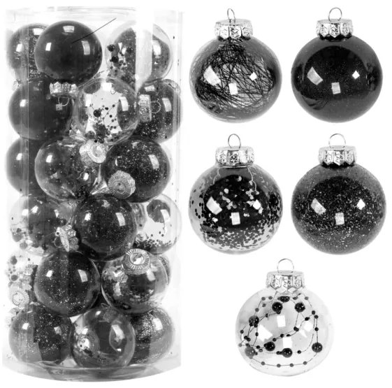 Vianočné guľky - čierne SYSD1688-061 (30ks)