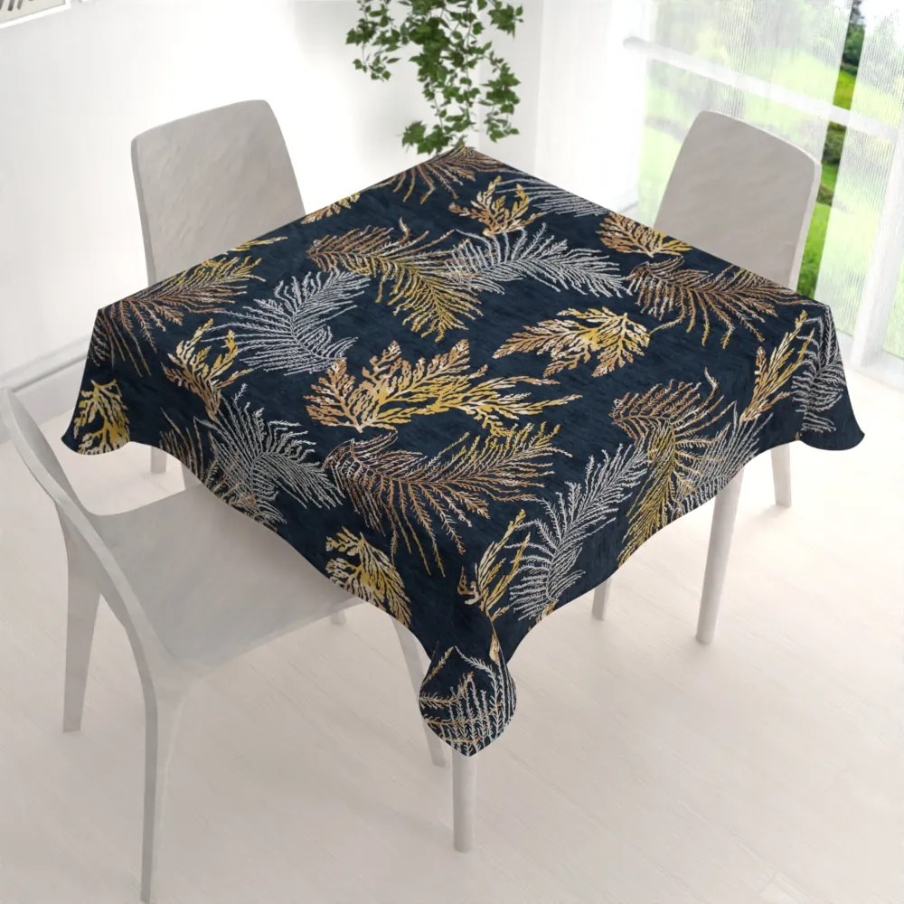 Biante Zamatový štvorcový obrus Tamara TMR-005 Papradie na modrosivom 60x60 cm