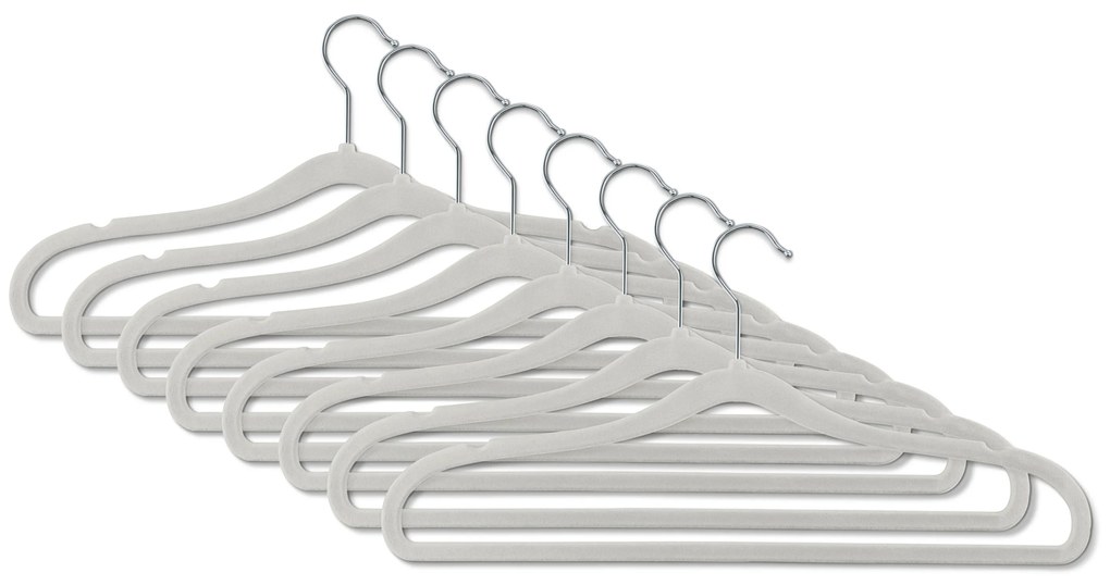 Obzvlášť úzke vešiaky na šaty, 8 ks, sivé