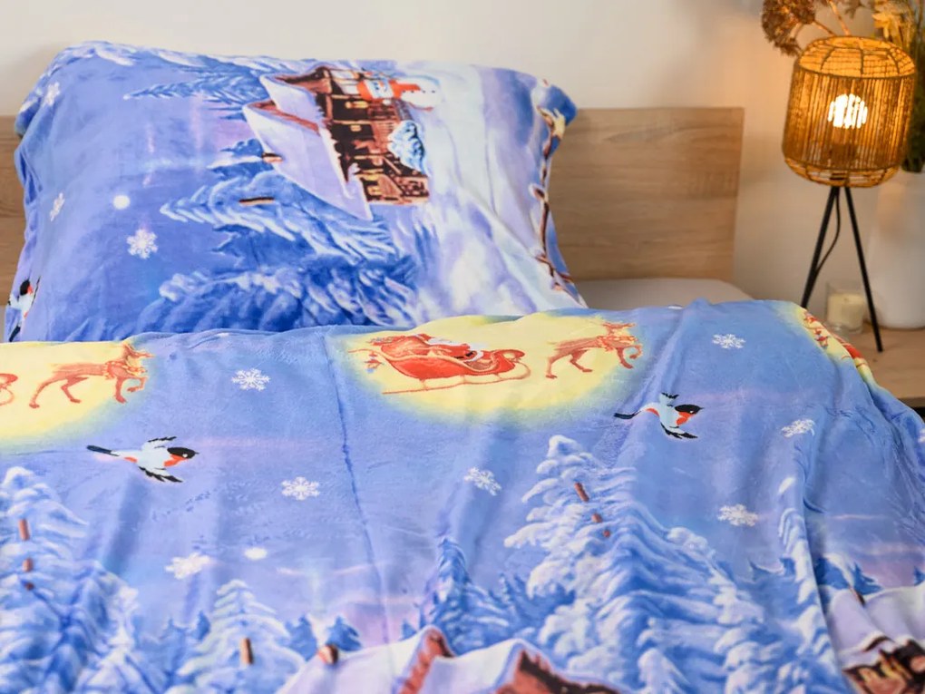 Mikroplyšové obliečky WINTER WISH modré Rozmer obliečky: 70 x 90 cm | 140 x 200 cm