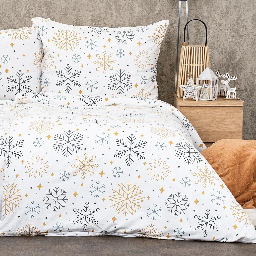 4Home Flanelové obliečky Frosty snowflakes, 160 x 200 cm, 70 x 80 cm